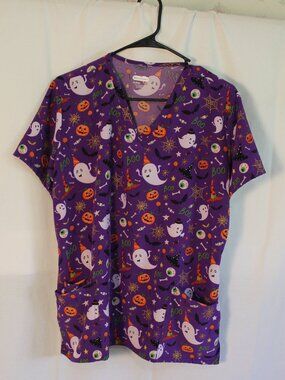 Scrubaid 4-Way Stretch Halloween Themed Scrub Top XL